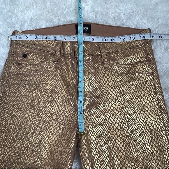 Hudson Jeans Nico Snake Embossed Gold Metallic Skinny Jeans - Picture 14 of 16